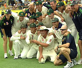 the winning Australian team notice how small the trophy is
